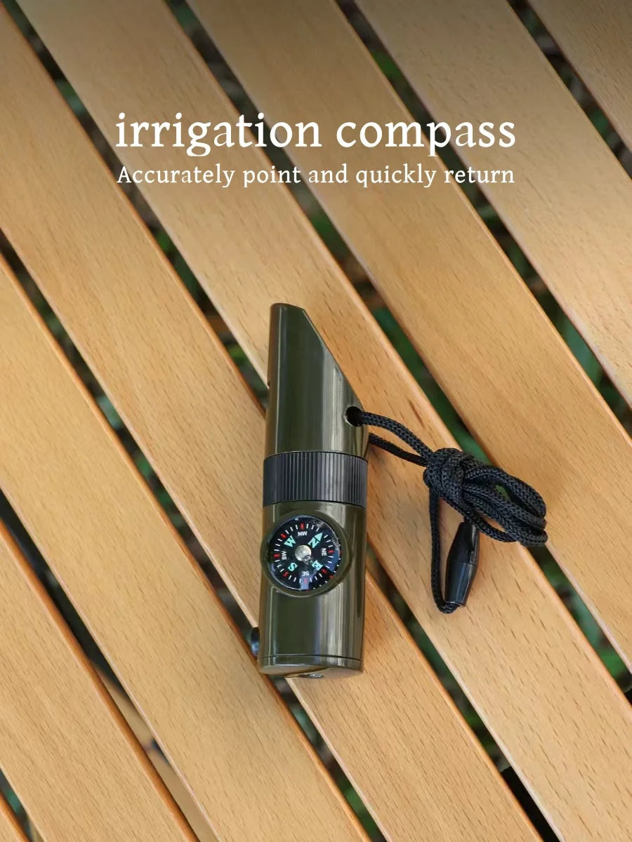 7-in-1 Survival Whistle Compass Emergency Tool
