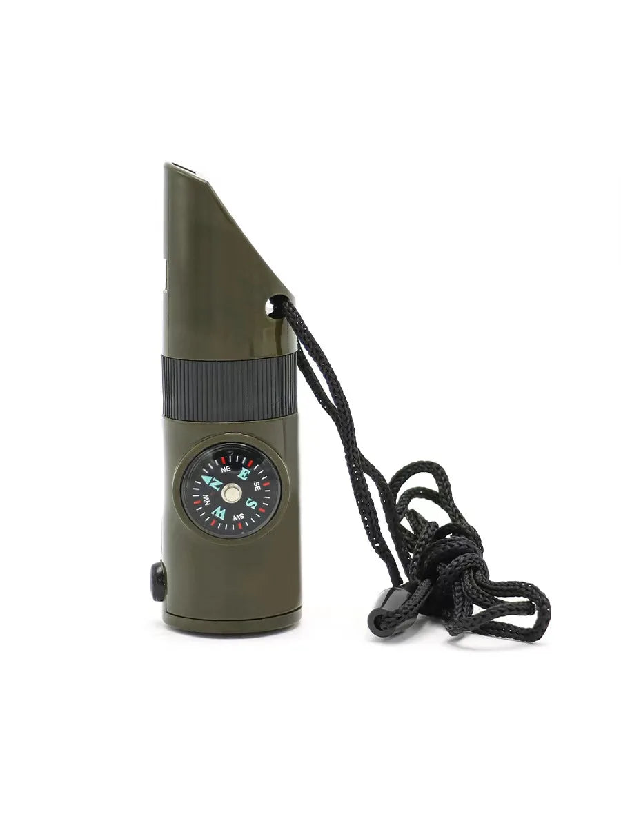 7-in-1 Survival Whistle Compass Emergency Tool