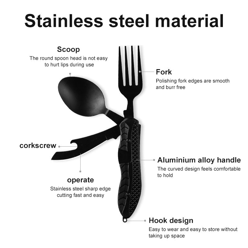 Multifunctional Stainless Steel Camping Tableware Set