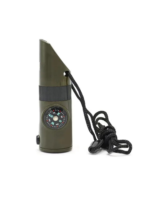 7-in-1 Survival Whistle Compass Emergency Tool