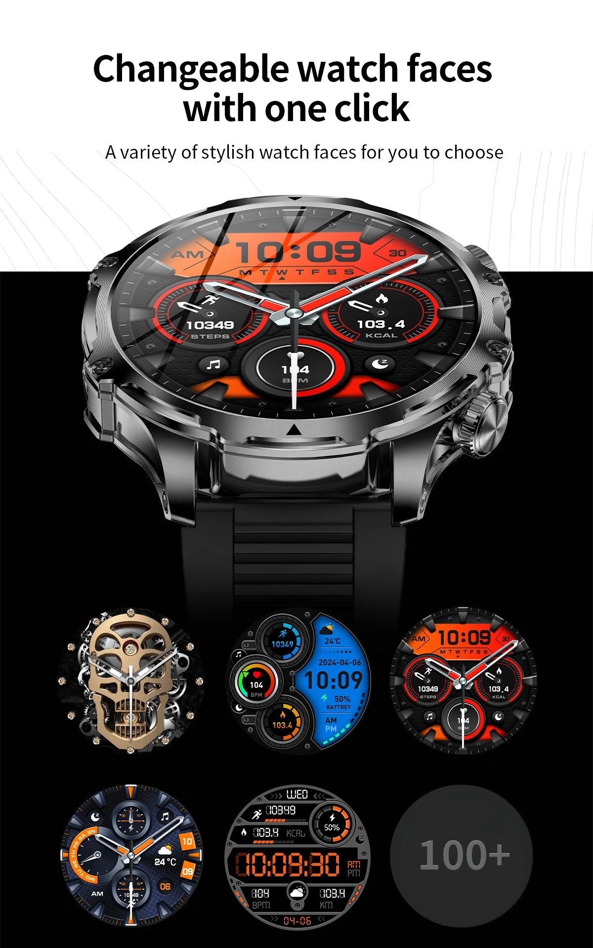 AK75 Smart Watch Fitness Tracker Flashlight