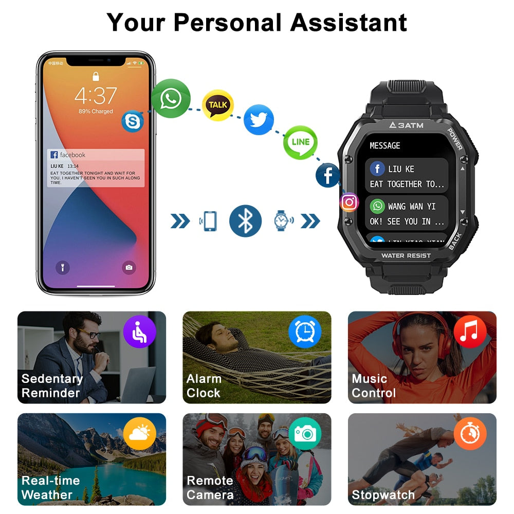 Rugged Smart Watch Fitness Tracker