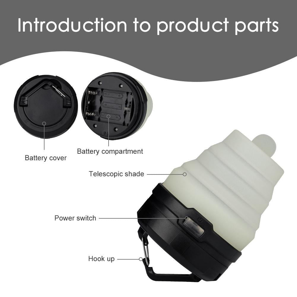 Retractable Portable LED Camping Lantern Flashlight