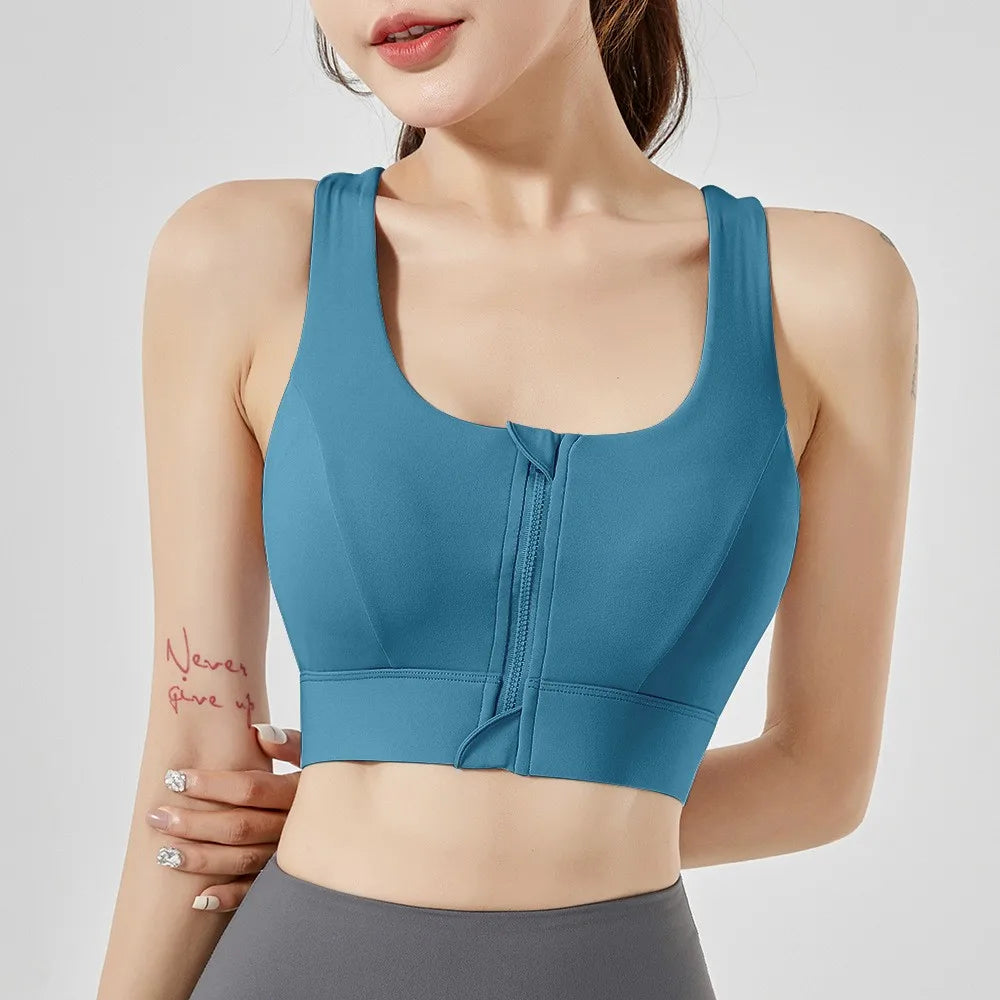 Supportive Front Zipper Workout Sports Bra