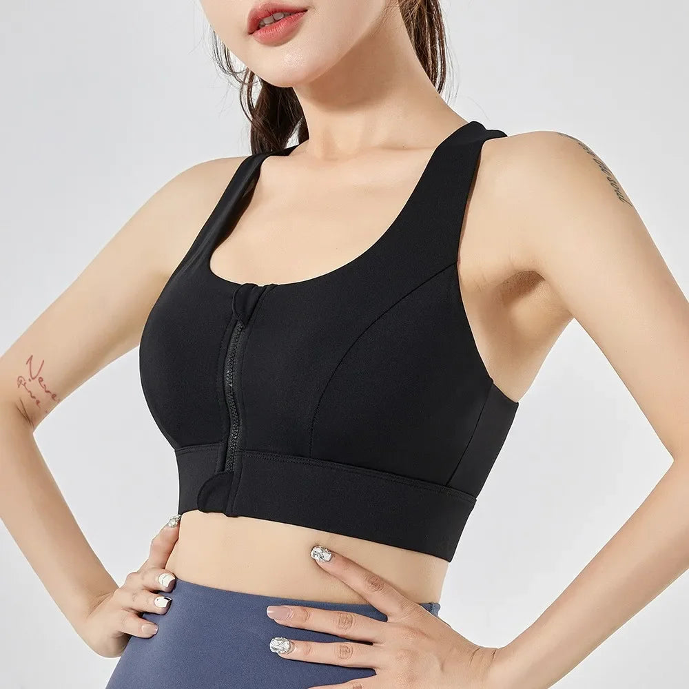 Supportive Front Zipper Workout Sports Bra