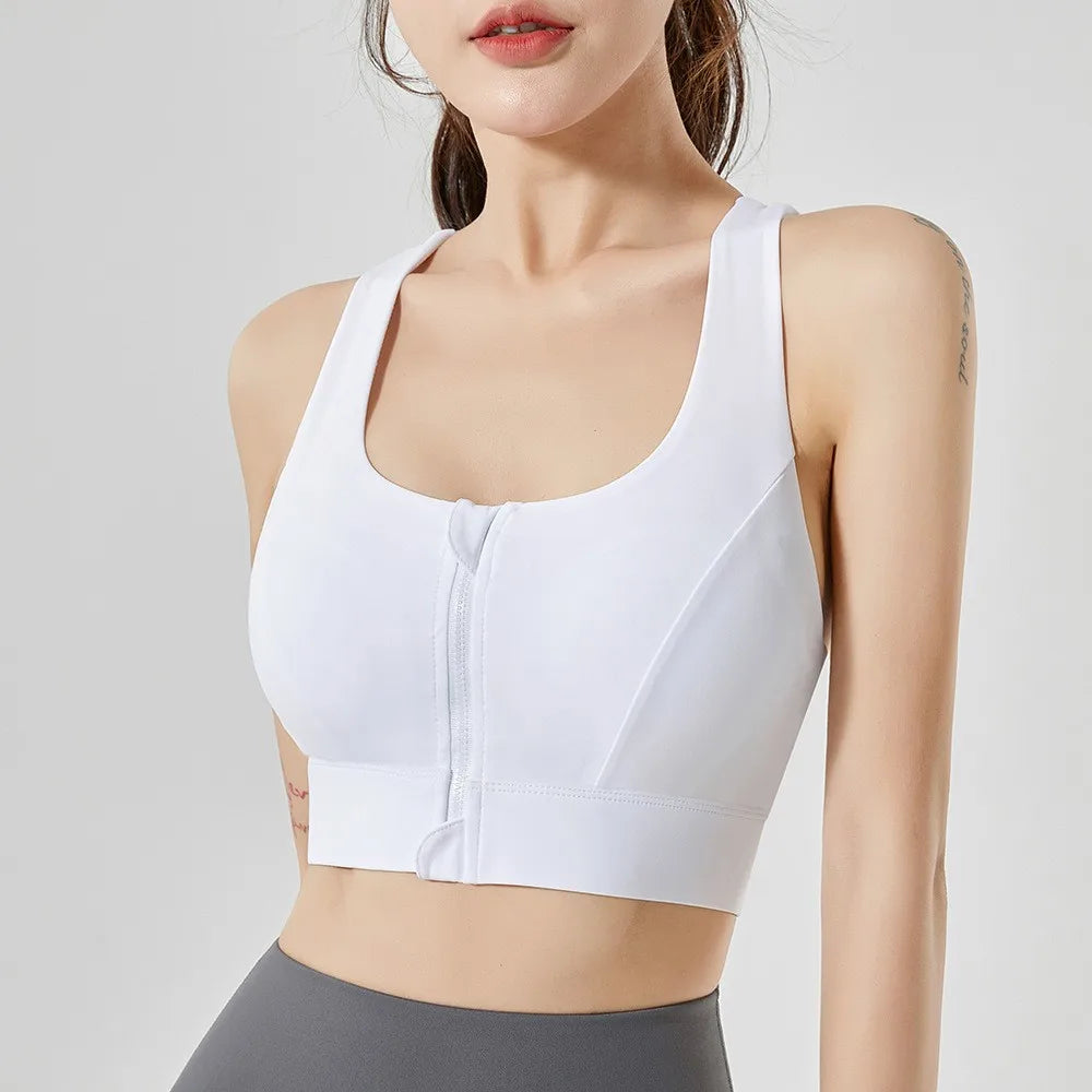 Supportive Front Zipper Workout Sports Bra