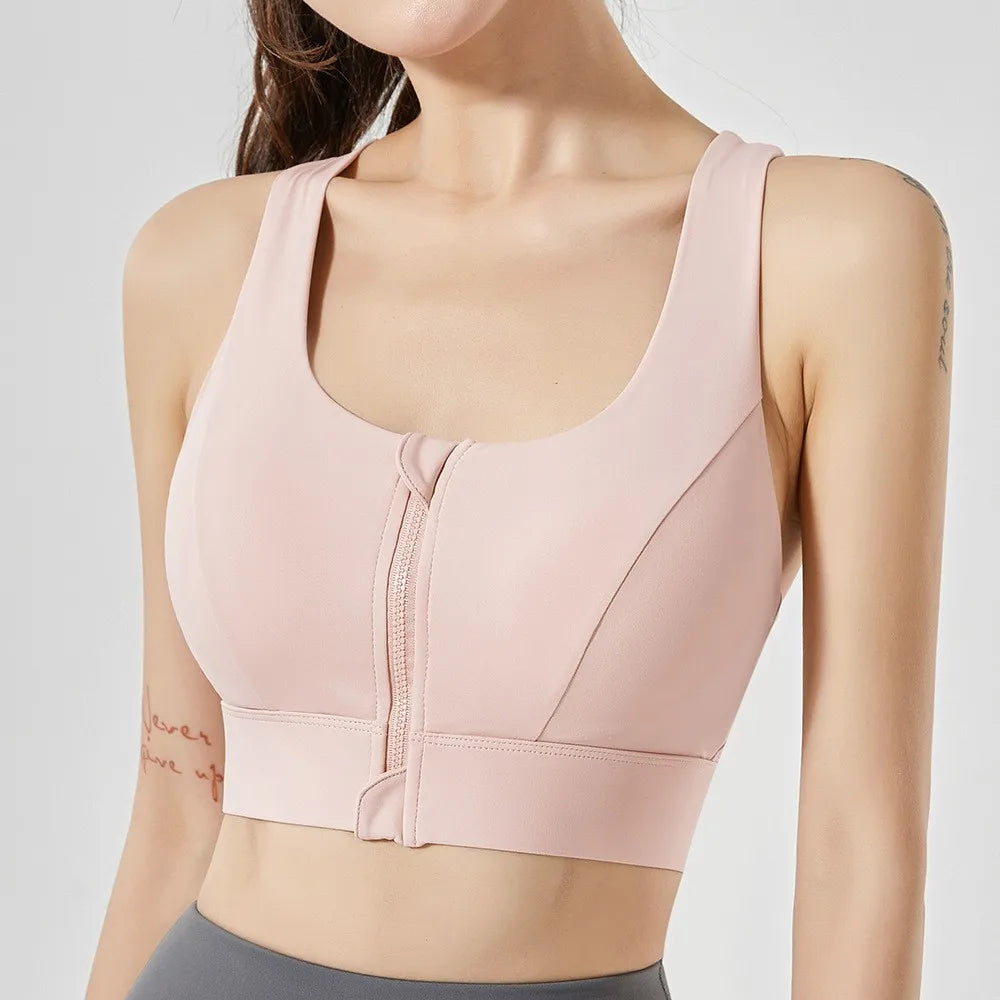 Supportive Front Zipper Workout Sports Bra