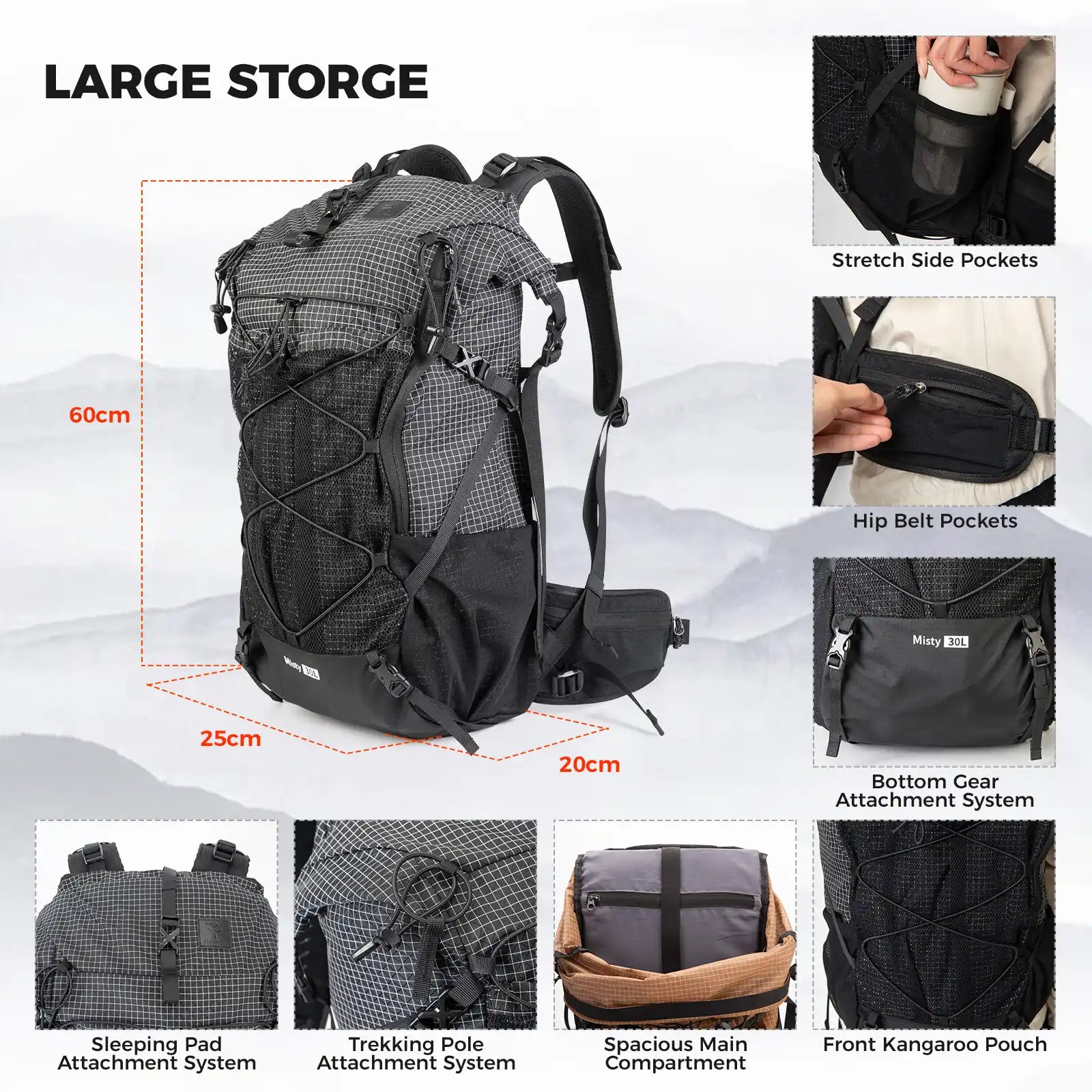 Large Capacity Hiking Backpack Waterproof